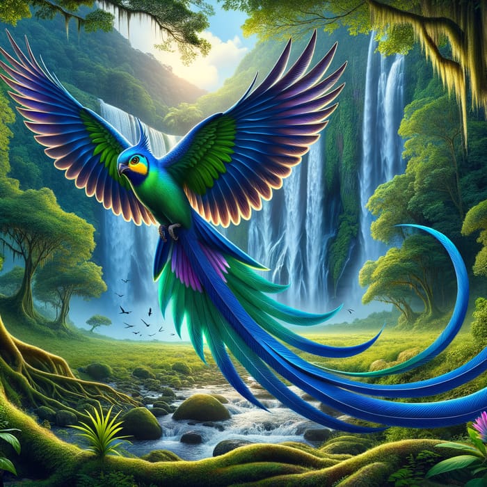 Graceful Bird in Vibrant Forest Scene