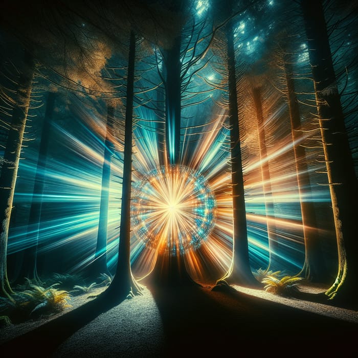 Ethereal Forest Scene with Glowing Orb: Luminous Dream