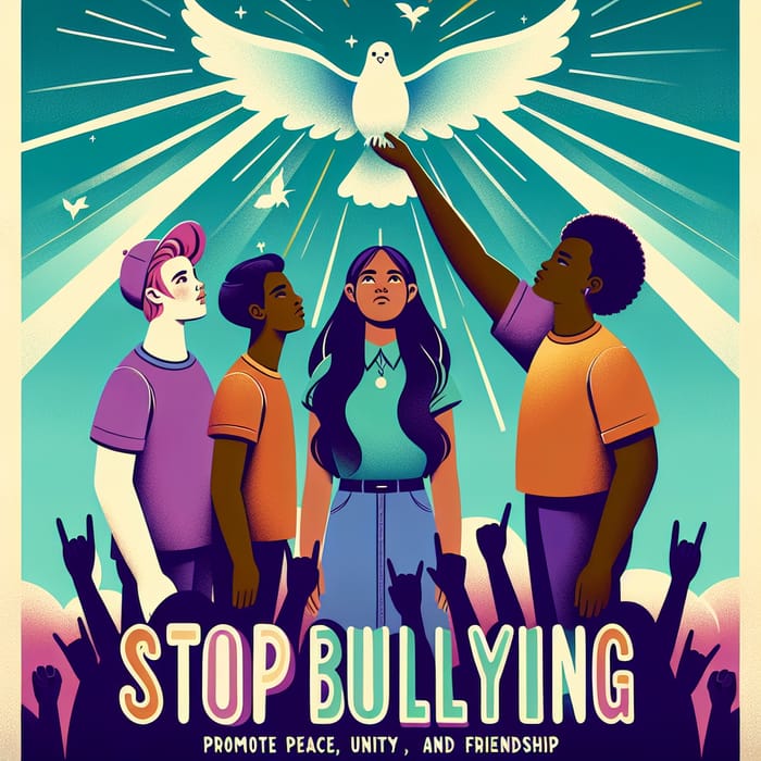 Motivational Stop Bullying Poster with Diverse Unity