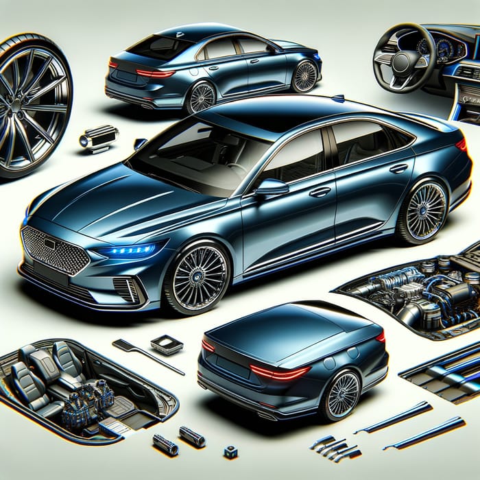 Contemporary Shiny Blue Sedan Car | Aerodynamic Design