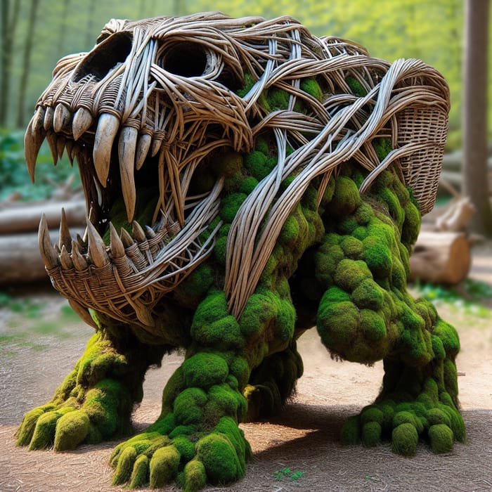 Furry Wicker Beast with Skull Face and Moss Body