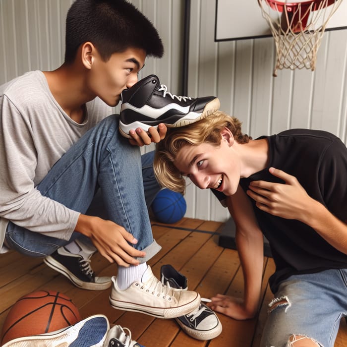 Teen Boys Smelling Feet Playfully