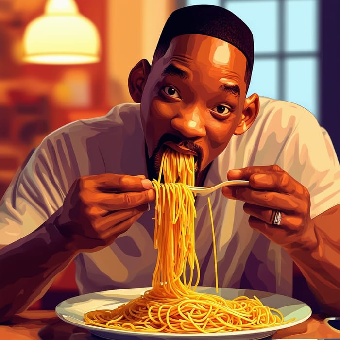 Will Smith Eating Pasta: Memorable Photo Moment | AI Art Generator 