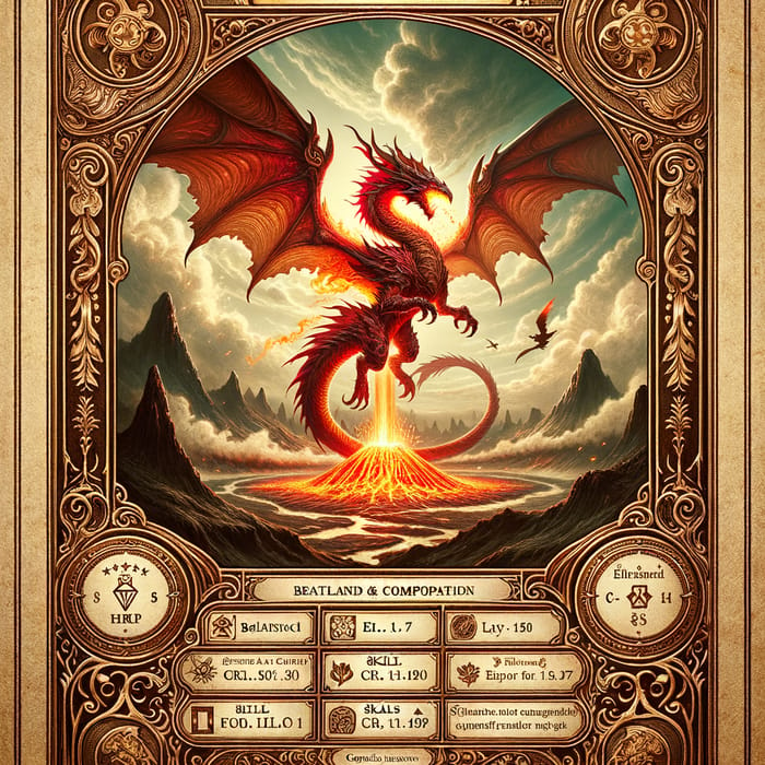 Fiery Red Dragon Fantasy Trading Card - Intricate Design