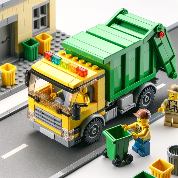 Detailed Lego Garbage Truck in Toy World