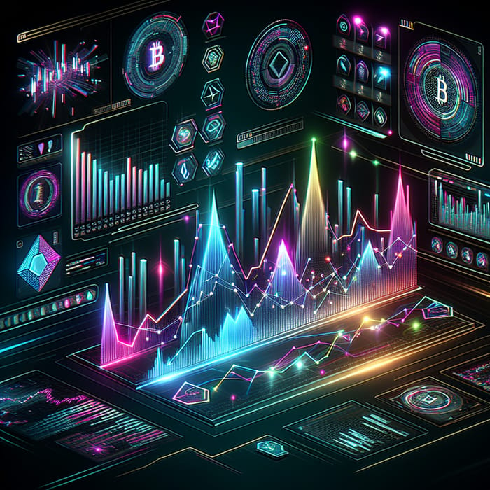 Abstract Futuristic Crypto Market | 3D Graphs & Neon Colors