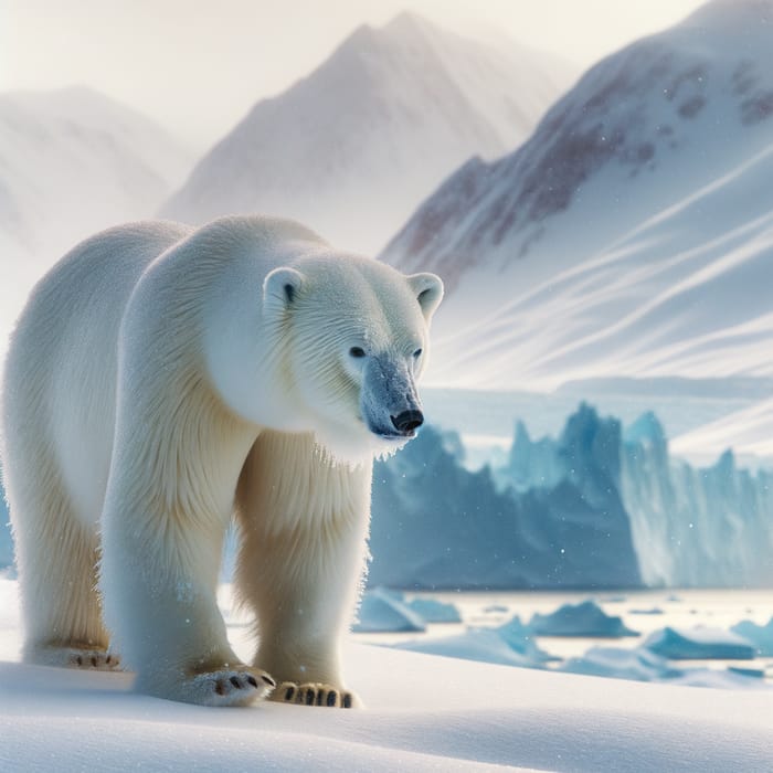 Majestic Polar Bear in Snowy Landscape - Nature's Beauty Captured
