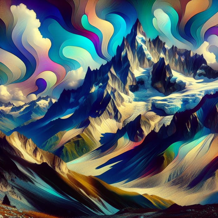 Majestic Mountains with an Abstract Twist - Nature & Art Fusion