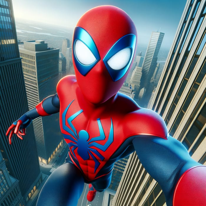 Dynamic Spiderman Superhero in City Skyscraper Scene