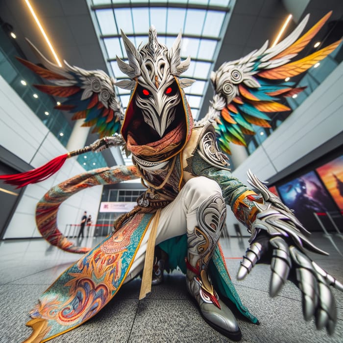 Middle-Eastern Mythical Creature Cosplayer: Dynamic Poses & Fantastical Elements