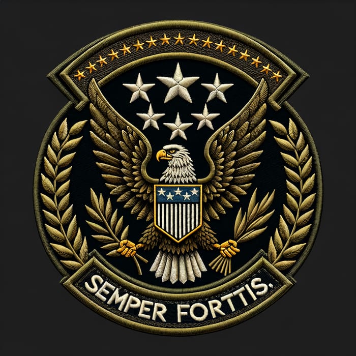 Military Patch Shield Shape With Eagle Laurel Wreath Semper Fortis Military Patch Shield Shape With Eagle Laurel Wreath Semper Fortis