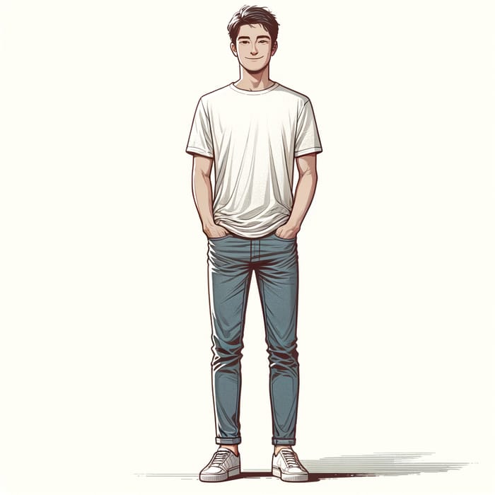 Casual Full Body Illustration of Smiling Individual