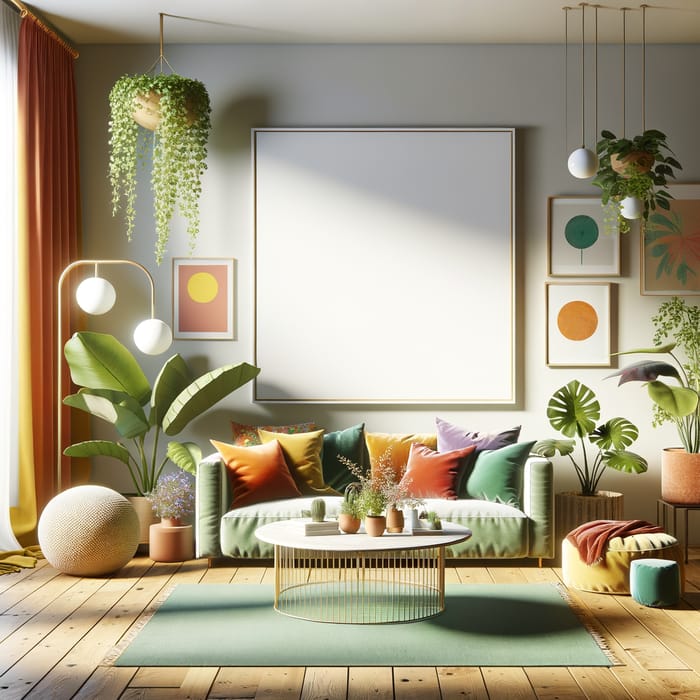 Hyper-Realistic Cozy Living Room in Berlin with Mindfulness and Colors