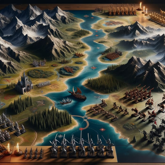 Medieval Battle Map: Golden vs. Silver Armies Tactics