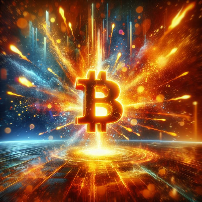 Vibrant Bitcoin Explosion Artwork | Dynamic Crypto Image