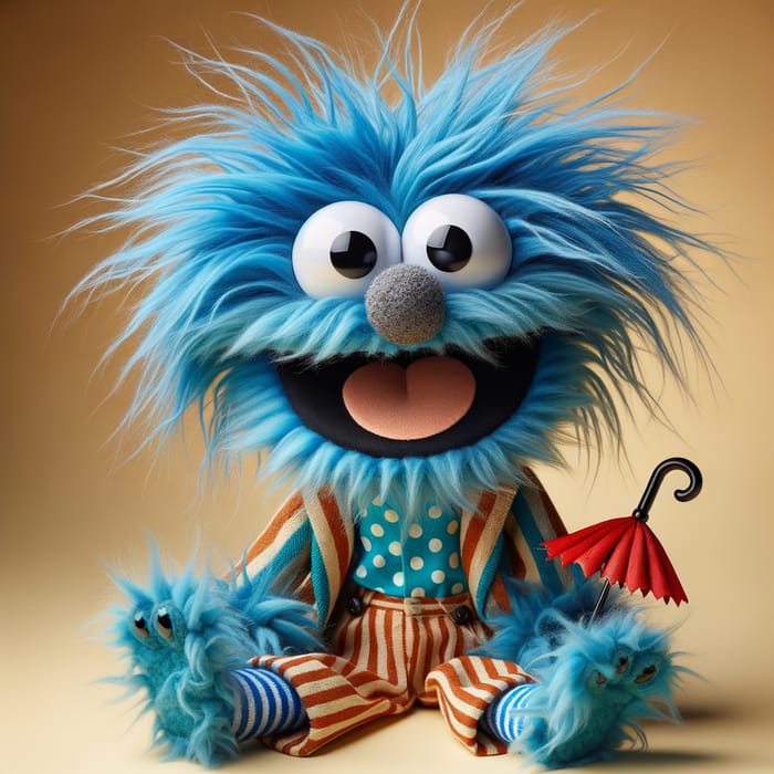 Adorable Blue Muppet Puppet for Kids' Entertainment