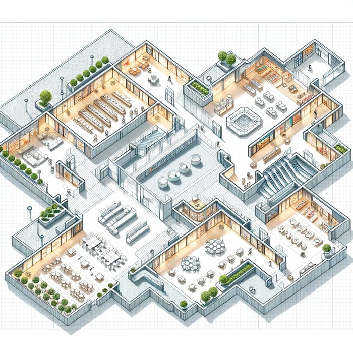 Detailed Modern Shopping Mall Floorplan Design