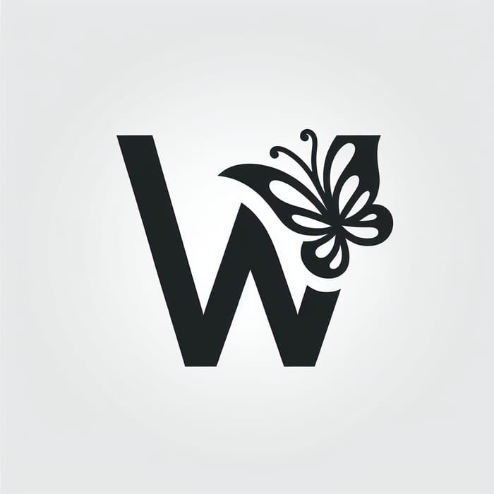 Black 'W' Butterfly Aesthetic Logo Design
