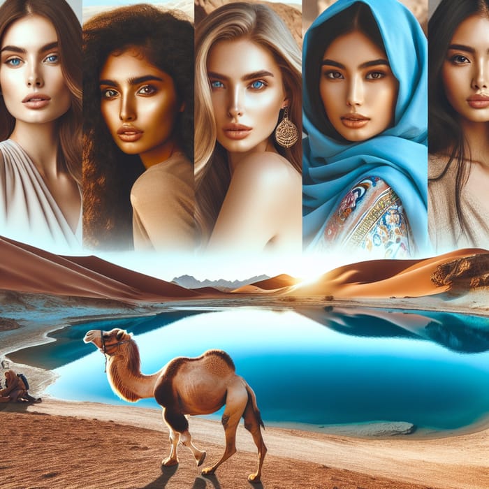 Four Beautiful Women in the Desert Oasis