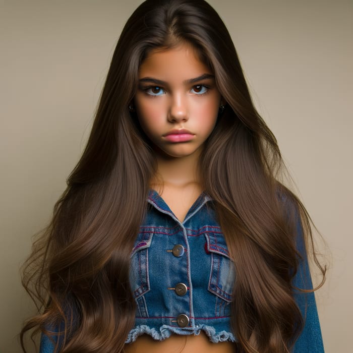 Chic Hispanic Preteen with Annoyed Expression | Trendy Style