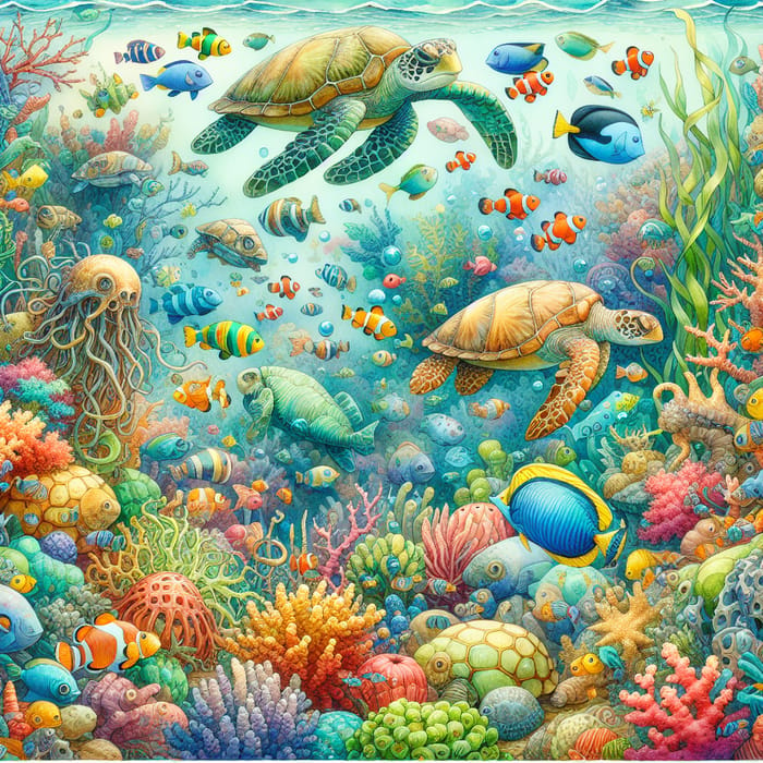 Joyful Underwater Scene | Colorful Marine Life