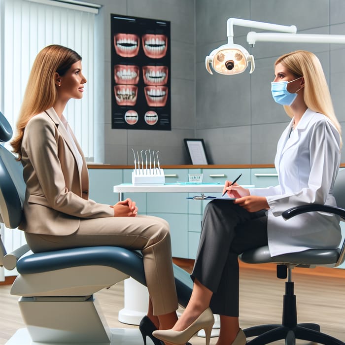 Meeting with Female Dentist: Interview with Blonde Patient
