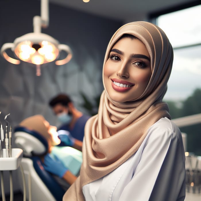 Confident Hijabi Dentist in Modern Dental Clinic | Capturing Professionalism & Cultural Identity