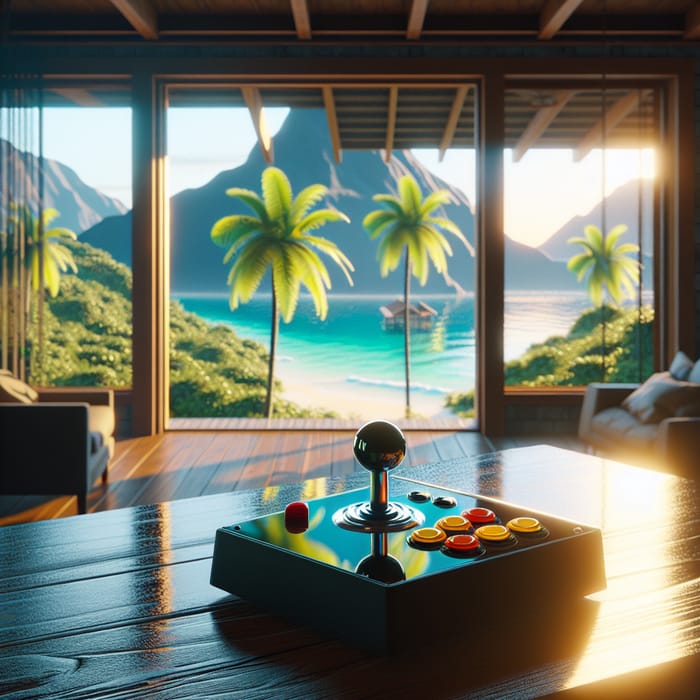 House Arcade: Vintage Joystick with Scenic View