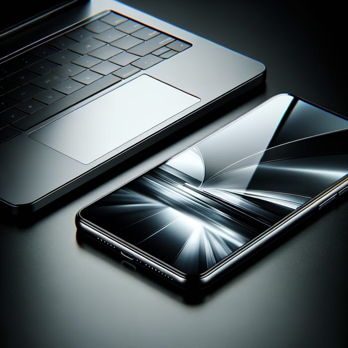 Sleek Apple Technology: iPhone & MacBook Pro Close-up