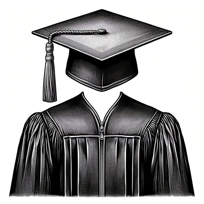 Graduation cap and gown drawing cheap
