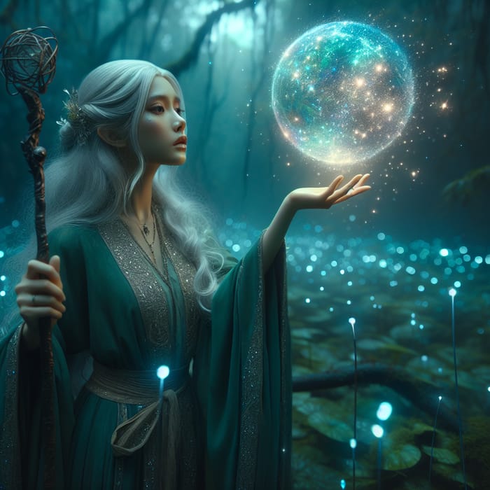 Enchanting Cinematic Sorceress Conjuring Magic Sphere