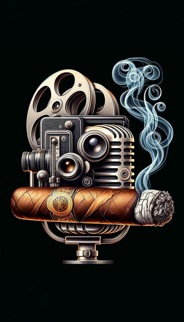 Realistic Fusion Logo: Cinema Camera, Cigar & Podcast Microphone