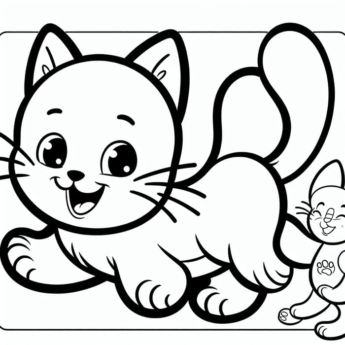 Cheerful Cat Coloring Image: Classic Cartoon Style for Kids