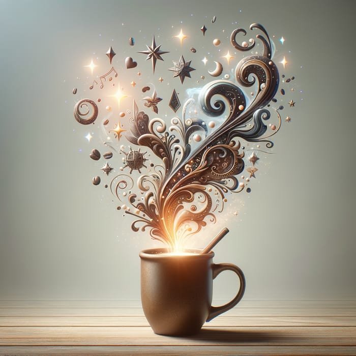 Magic Coffee Mug with Subtle Details on Clean Background