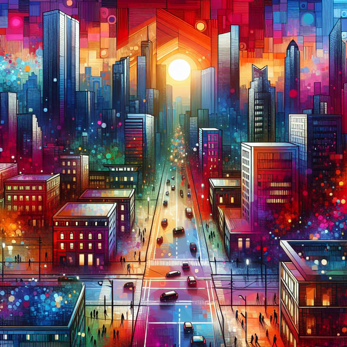 Dynamic Cityscape Painting | Abstract Urban Art