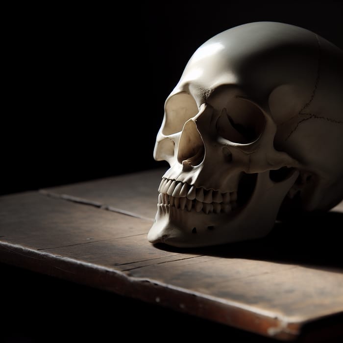 Solitude: A Skull on Aged Desk