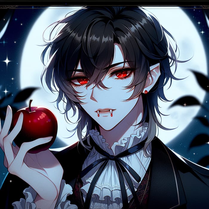 Dramatic Teenage Vampire Boy | Charming Anime Illustration