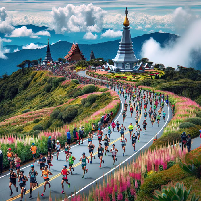 Doi Inthanon Road Running Race at the Peak | Diverse Group of Athletes