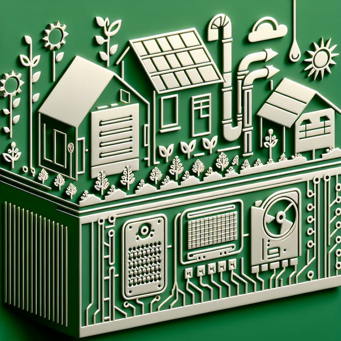 Green Energy Icons - Heat Pump, Solar Panels, Home, Air Conditioning