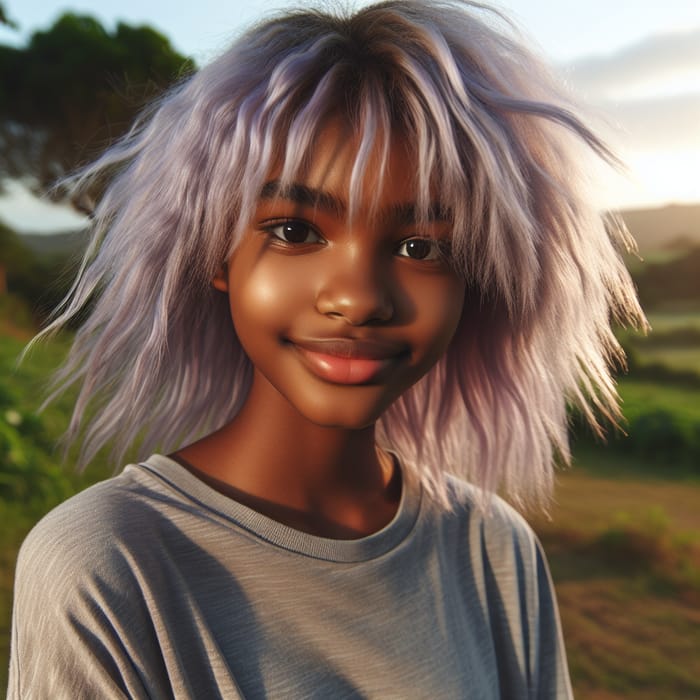 African Light Purple Hair: Stunning Girl Outdoors