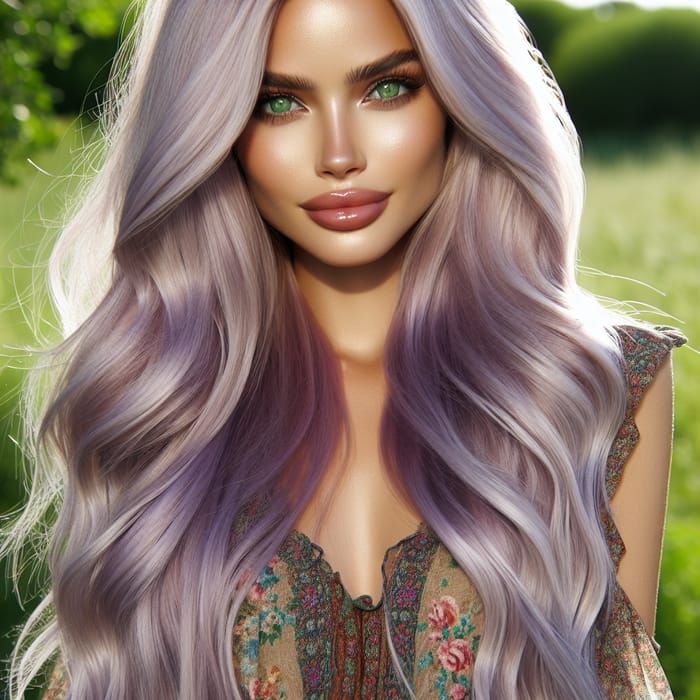 Radiant Woman with Stunning Light Purple Hair | Beauty in Nature
