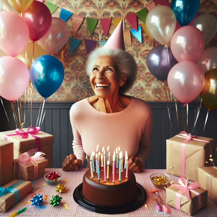 Happy Birthday Celebration for Woman with Colorful Decor