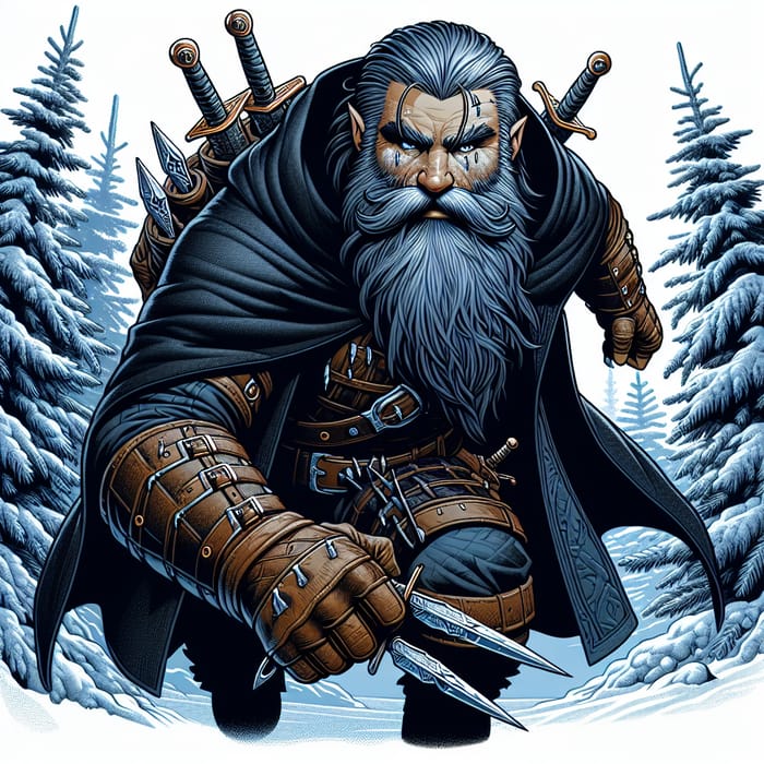 Detailed Stern Dwarf Rogue Illustration | Arctic Features