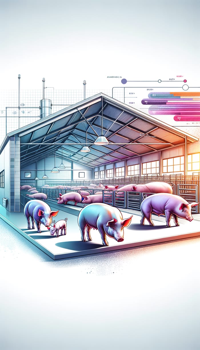 Professional State-of-the-Art Pig Farm Illustration