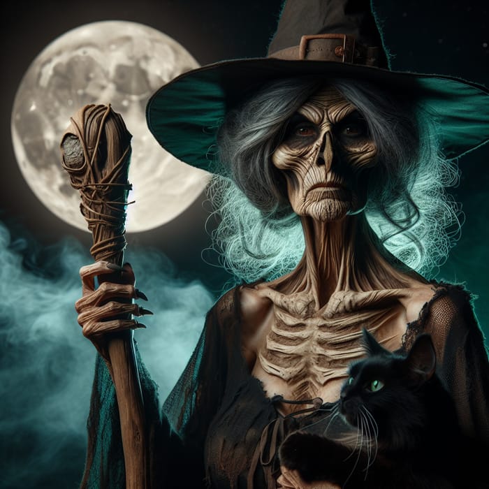 Enigmatic Witch with Magical Staff | Folklore Character
