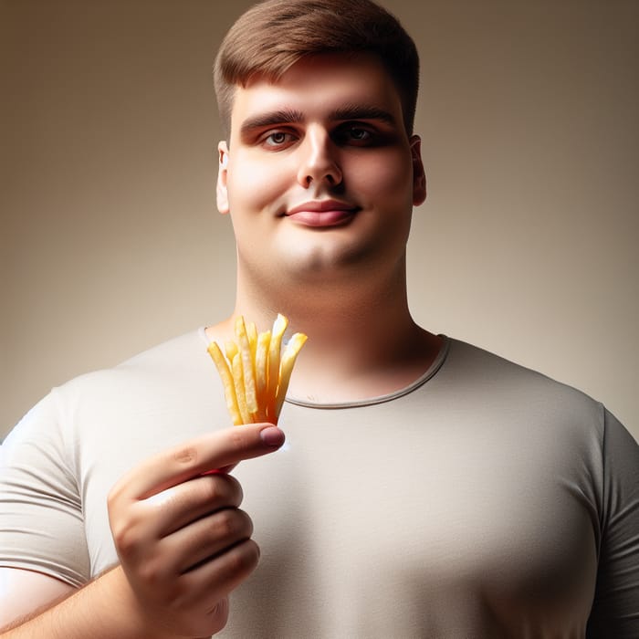 Largest Person savoring a Golden French Fry