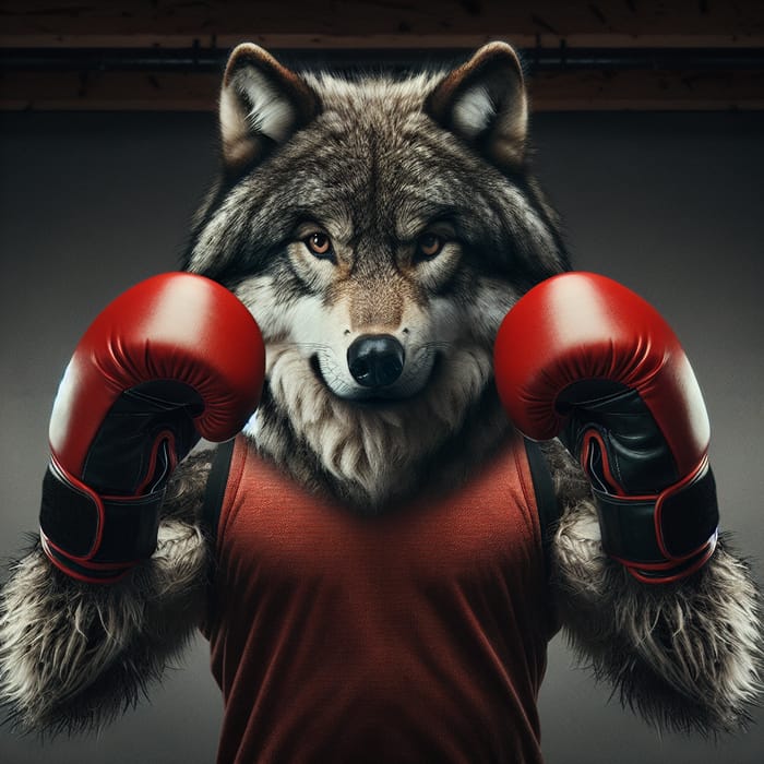 Boxing Wolf: A Unique Image of a Wolf with Boxing Gloves
