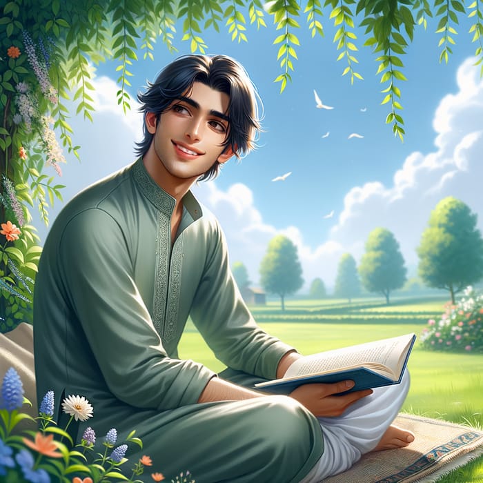 Pleasant Image of a Young South Asian Male in Nature