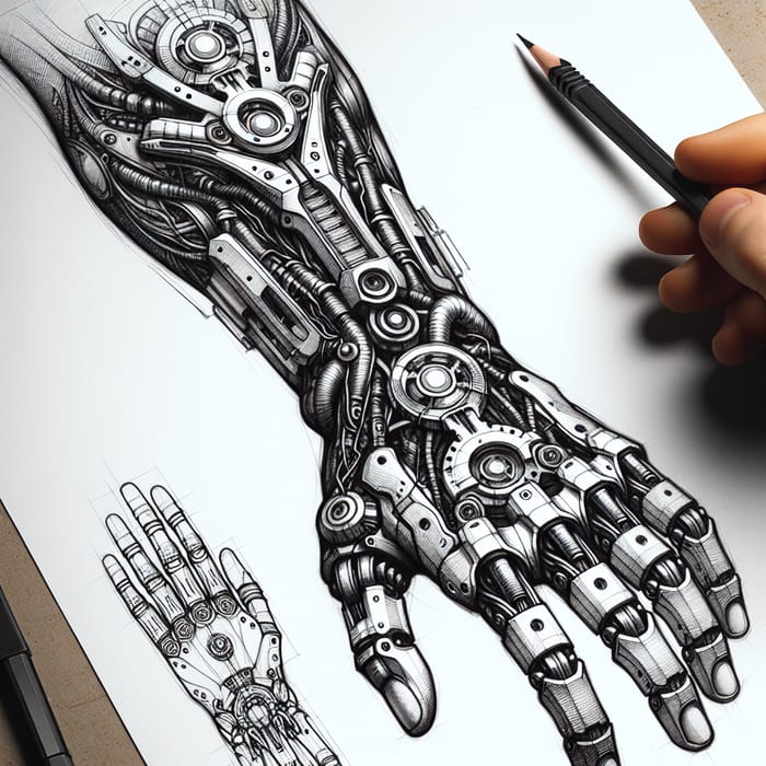 Cyberpunk Implant Forearm Sketch: Futuristic Design