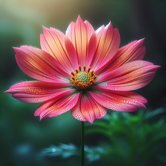 Vibrant Single Flower Blossom - Pink & Orange